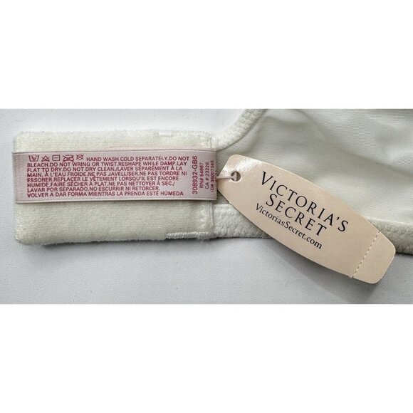 Victorias Secret Body By Victoria Lined Demi Push Up Bra White Blue Lace Sz 34D - Picture 9 of 10